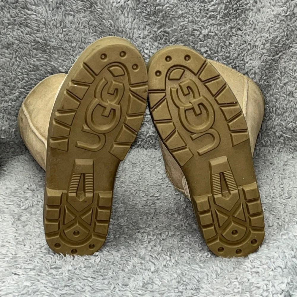 UGG Ultra Tall Boots Womens 6 Sand‎ Sheepskin Embroidered Braid 5245 Made in NZ